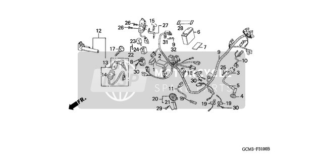 Honda SZX50X 1999 Wire Harness/Battery for a 1999 Honda SZX50X